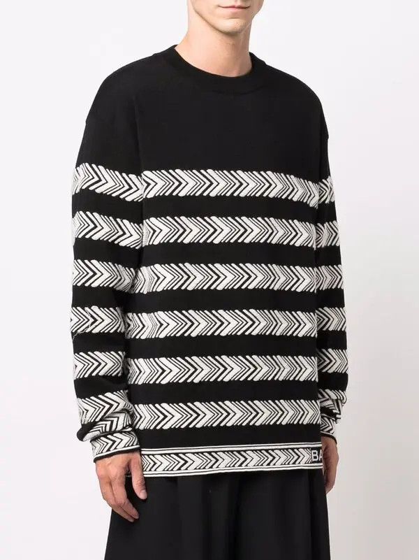 Balmain o1y0426 Crewneck Sweater in Black/White Size US M / EU 48-50 / 2 - 2 Thumbnail