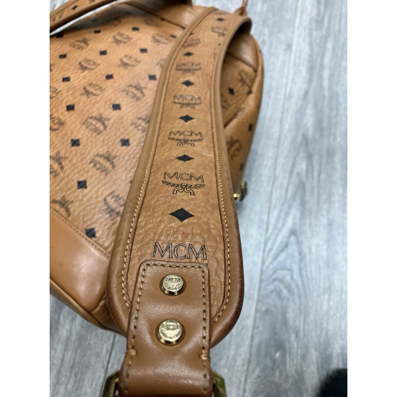 MCM MCM Cognac Stark " M " Studded Backpack | GREAT CONDITION! Size ONE SIZE - 13 Thumbnail