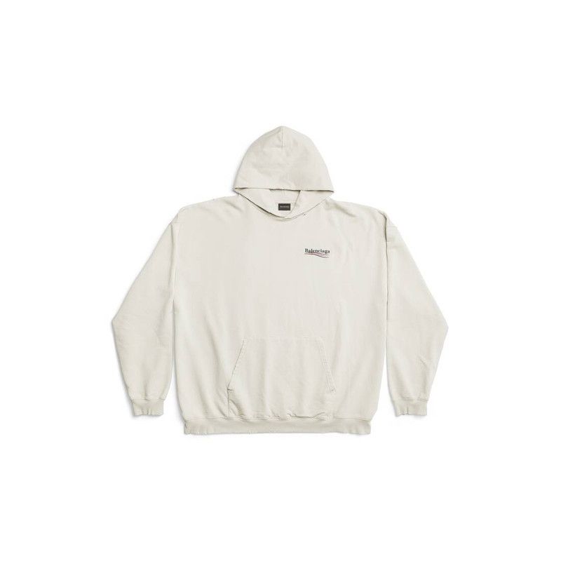 Balenciaga o1w1db10126 Political Campaign Hoodie Large Fit in Off White Size M / US 6-8 / IT 42-44 - 1 Thumbnail