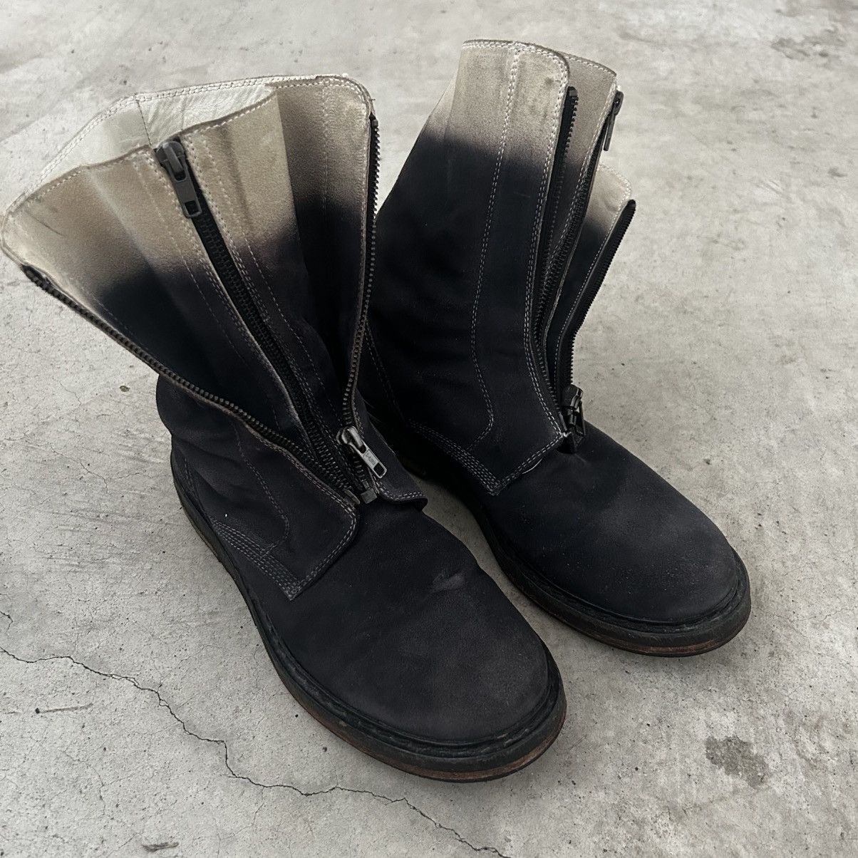 Ann Demeulemeester ann demeulemeester barknavy leather zipper boots Size US 8 / EU 41 - 1 Thumbnail