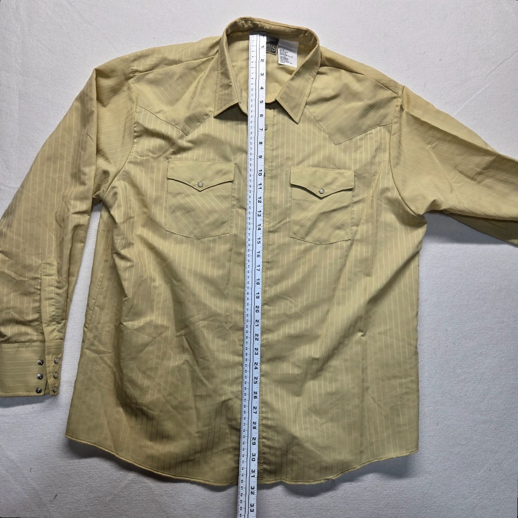 Express Express Rider Shirt Adult XL Yellow Cotton Cowboy Western Rodeo Button-Up Long Sleeve Snap Pocket Mens Size US XL / EU 56 / 4 - 6 Thumbnail