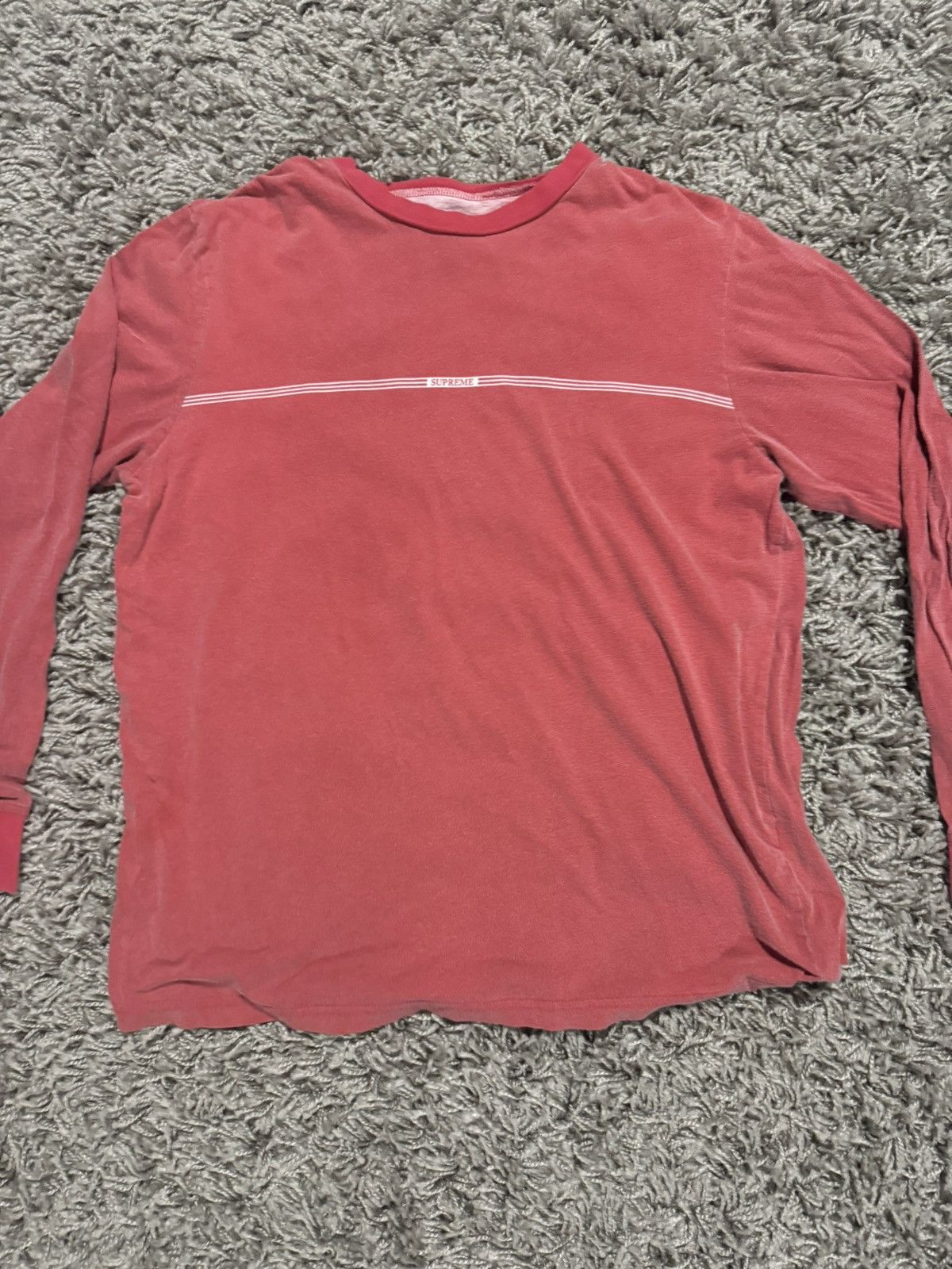 Supreme Supreme Red Printed stripe logo longsleeve Size US M / EU 48-50 / 2 - 1 Thumbnail