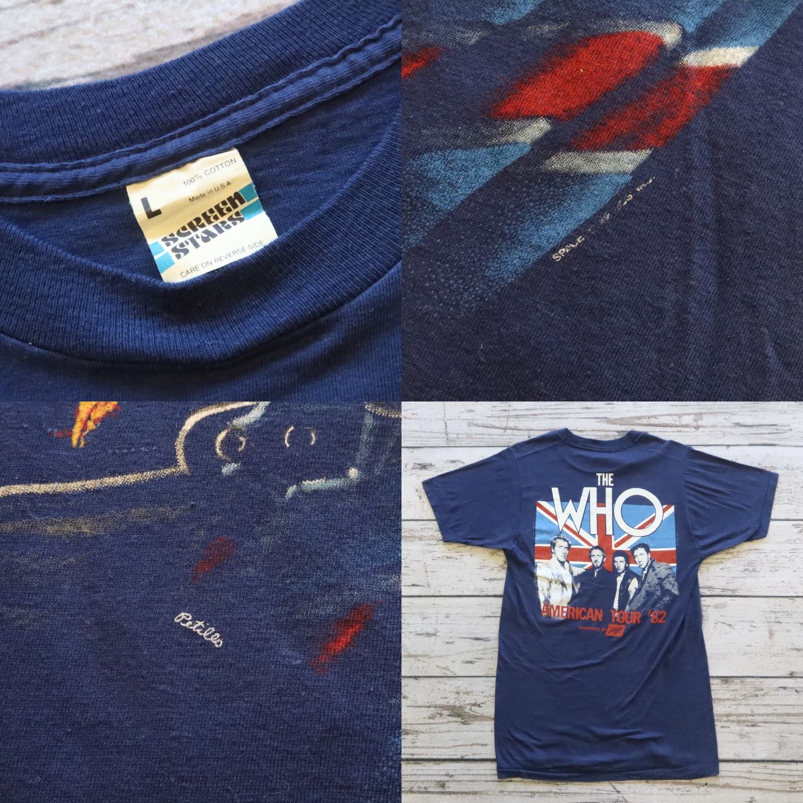 Vintage VINTAGE The Who American Tour '82 Tshirt L Blue Men's T-Shirt Size US L / EU 52-54 / 3 - 9 Thumbnail