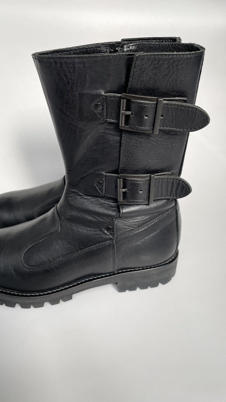 Yohji Yamamoto A/W 11 Black Leather Biker Boots Size US 8.5 / IT 38.5 - 8 Thumbnail