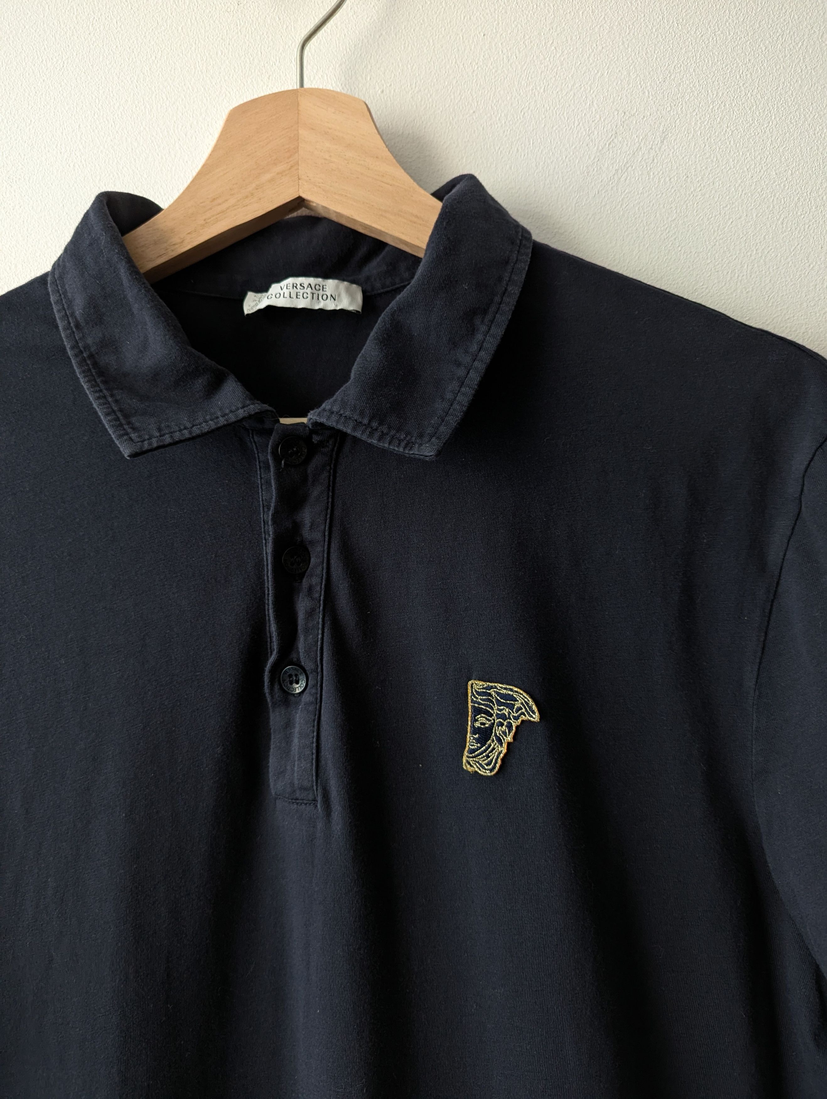 Versace Versace Collection Polo Shirt Cotton Navy Gold Medusa Patch Size US M / EU 48-50 / 2 - 2 Thumbnail