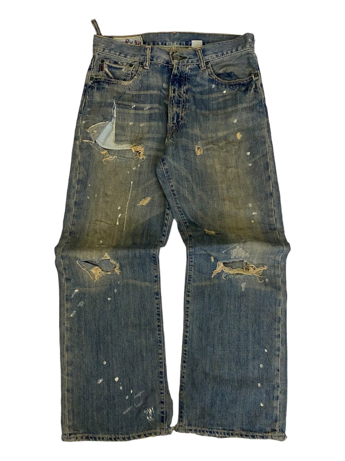 Le Grande Bleu (L.G.B.) Abercrombie Fitch RN75654 Ripped Distressed Thrash Splater Size US 32 / EU 48 - 2 Thumbnail