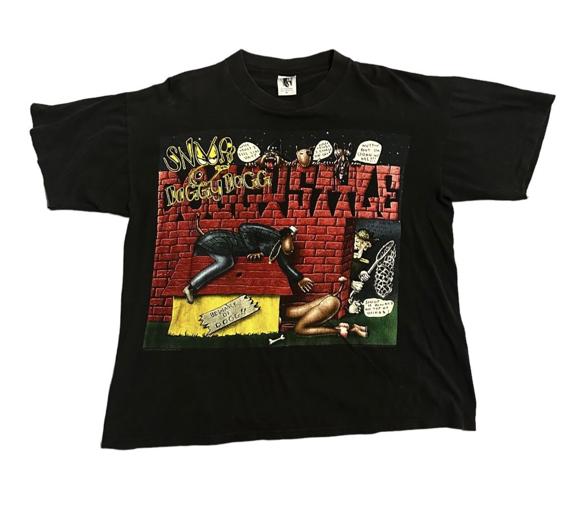 image of Band Tees x Vintage 1993 Snoop Dogg Beware Of The Dogg Doggstyle Tshirt in Black, Men's (Size XL)