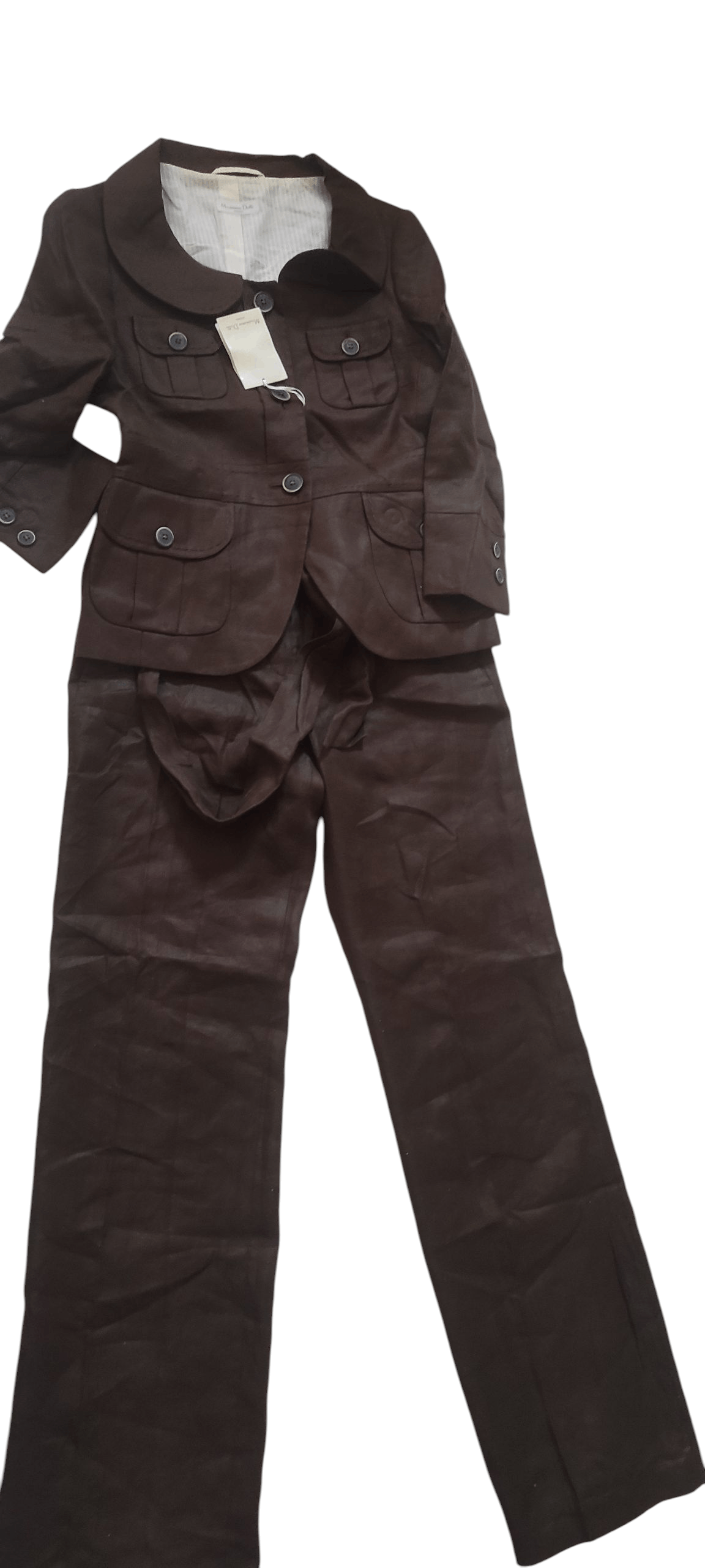 Massimo Dutti Massimo Dutti Brown Linen Classic Women Suit Made Spain Size M / US 6-8 / IT 42-44 - 7 Thumbnail