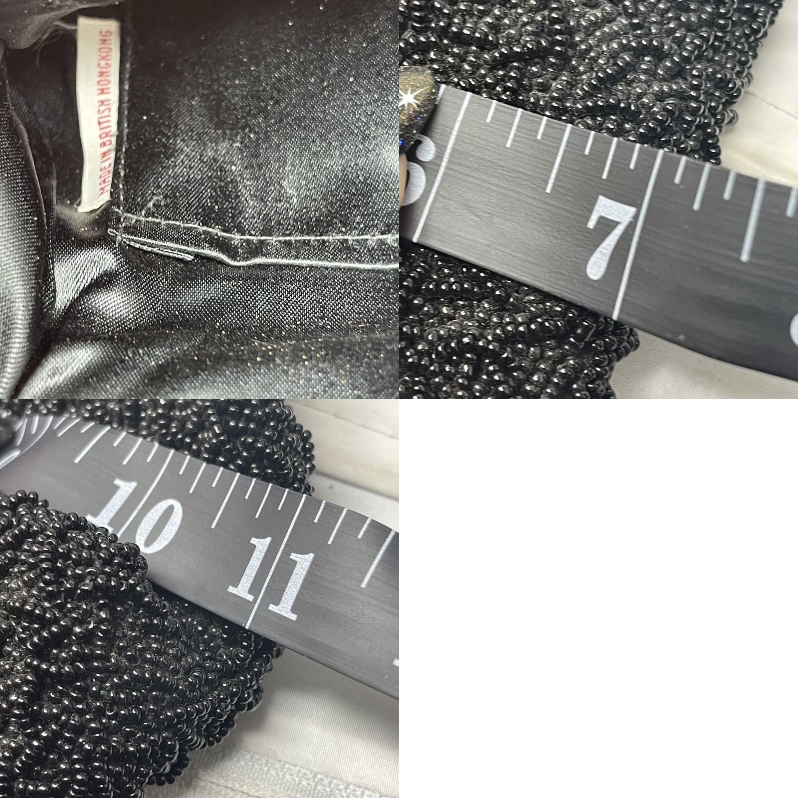 Vintage VINTAGE Hand Beaded Black Clutch Purse Beaded Hand Bag British Hong Kong 50s Women Purse Size ONE SIZE - 8 Thumbnail