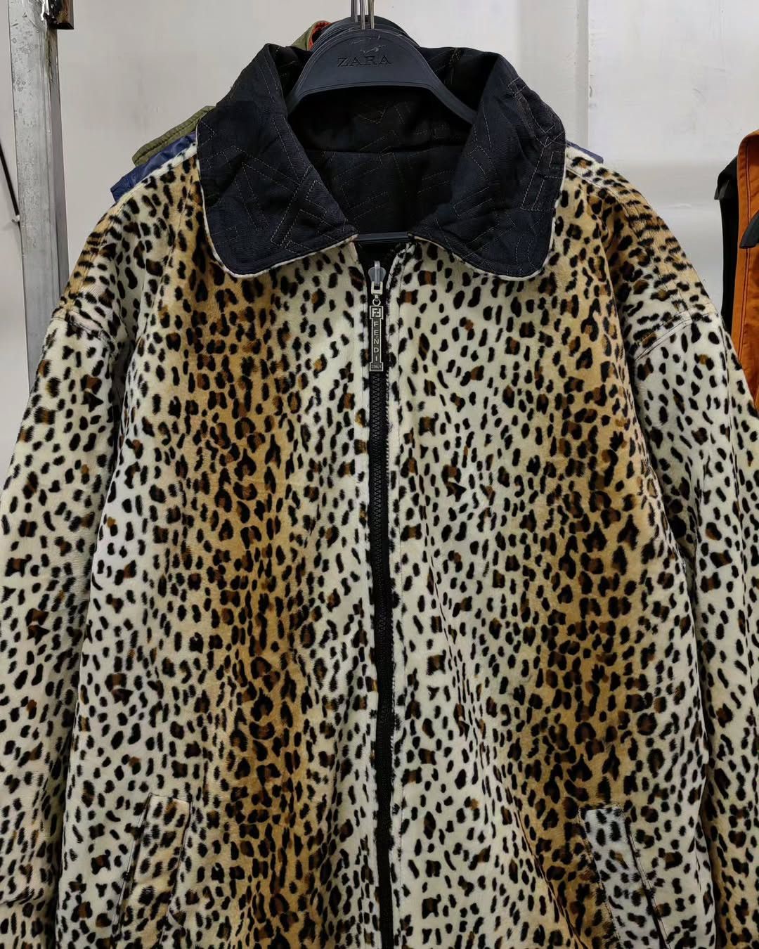 reversible Fendi leopard logo all over print jacket
