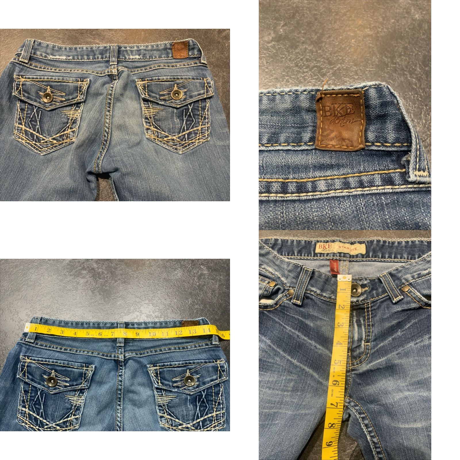 Vintage Buckle BKE Womens Jeans Flared 28x34 Blue Low Rise Stretch Denim Fall Winter Spring Size 28" / US 6 / IT 42 - 8 Thumbnail