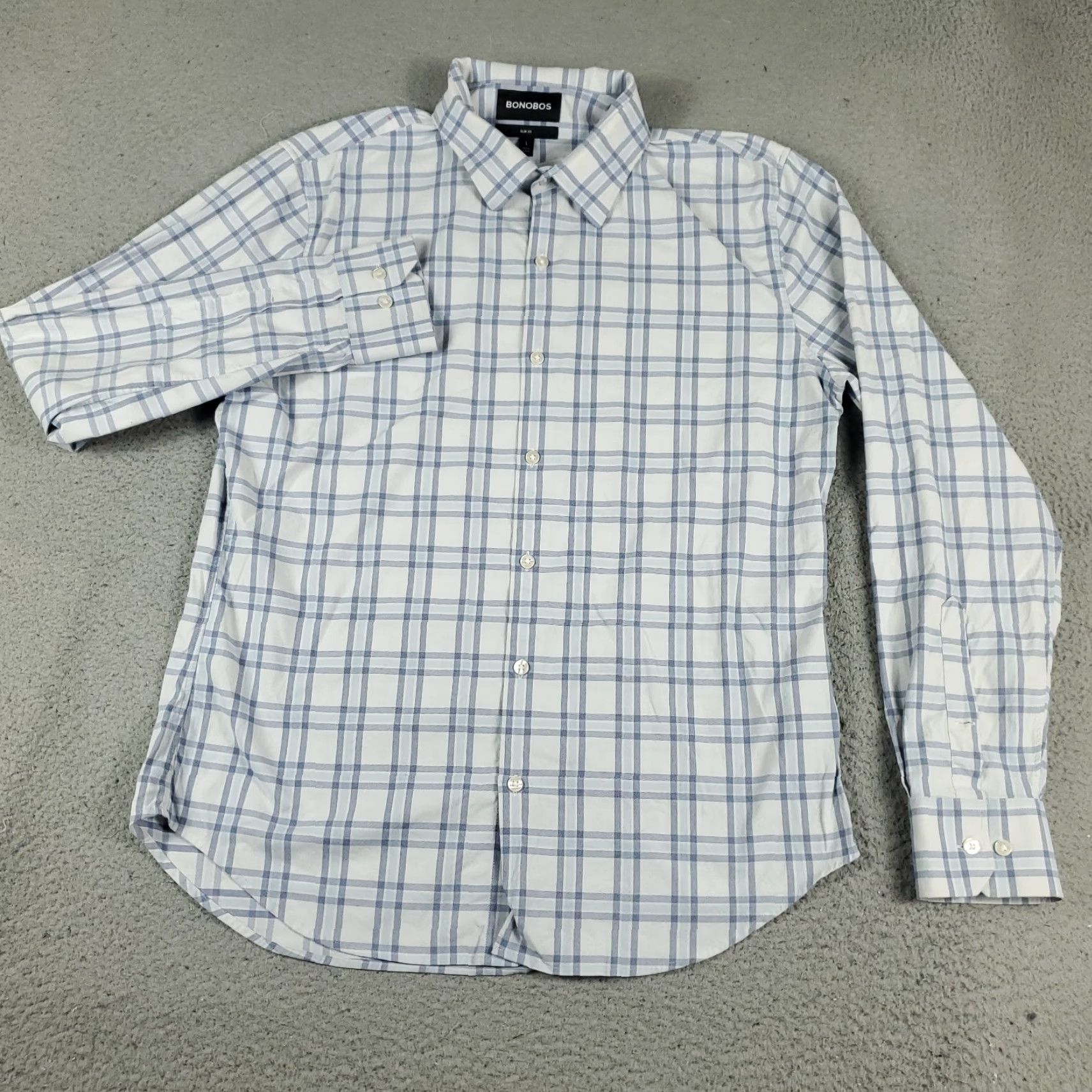 Bonobos Bonobos Shirt Mens Large Blue Plaid Button-Up Long Sleeve Casual Office Wear Size US L / EU 52-54 / 3 - 2 Thumbnail