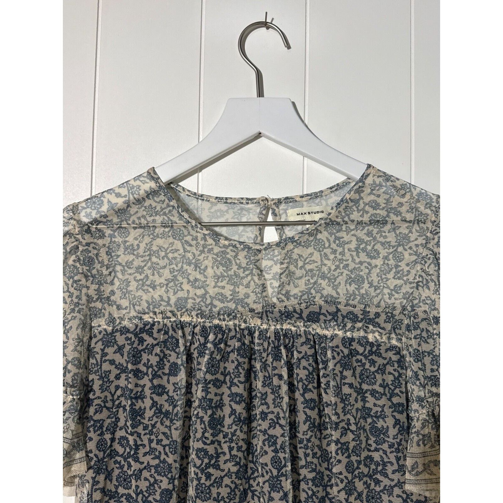 Other Max Studio Shirt Sheer Blouse Floral Short Sleeve Ruffle XS Size XS / US 0-2 / IT 36-38 - 5 Thumbnail