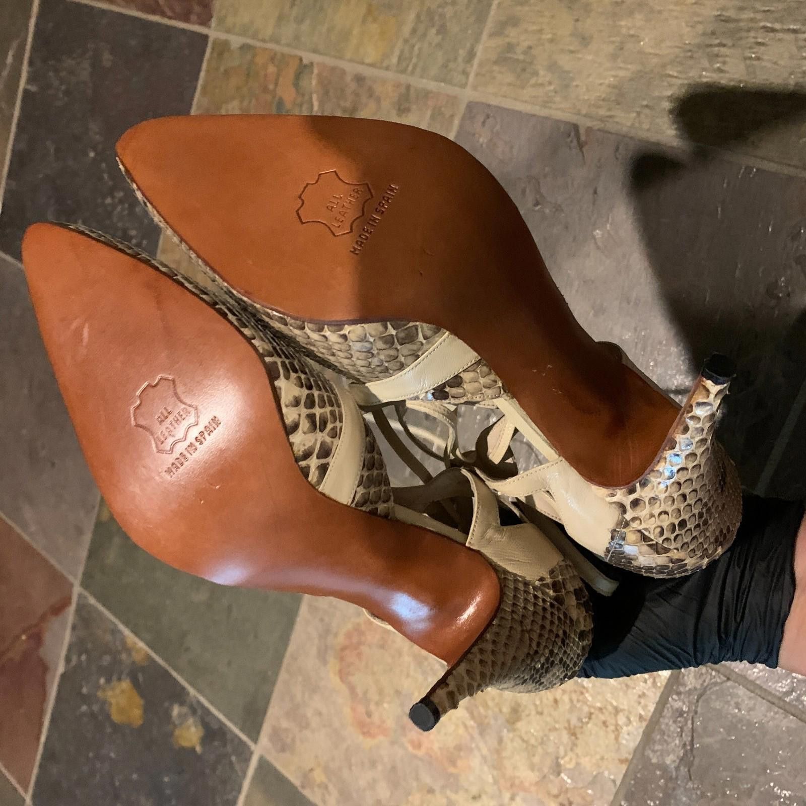 Zara Vintage Womens ZASA Snake Skin Closed Toe Heels Sz 10 (G100) Size US 10 / IT 40 - 7 Thumbnail