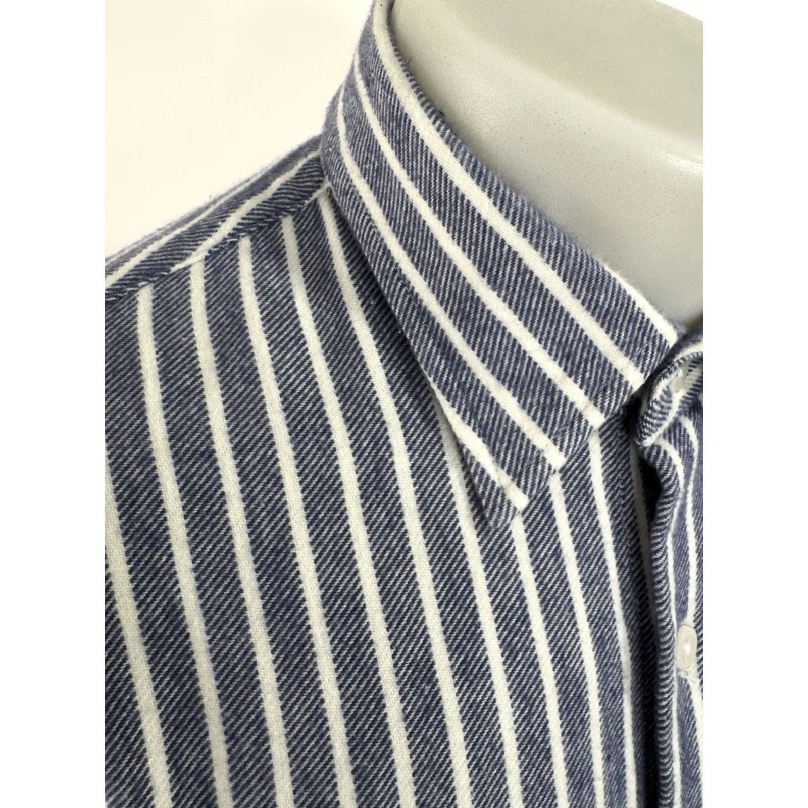 NN07 NN07 ERRICO Mens M / L Soft Flannel Striped Shirt Button-Up Blue / White XL - NS Size US XL / EU 56 / 4 - 2 Thumbnail