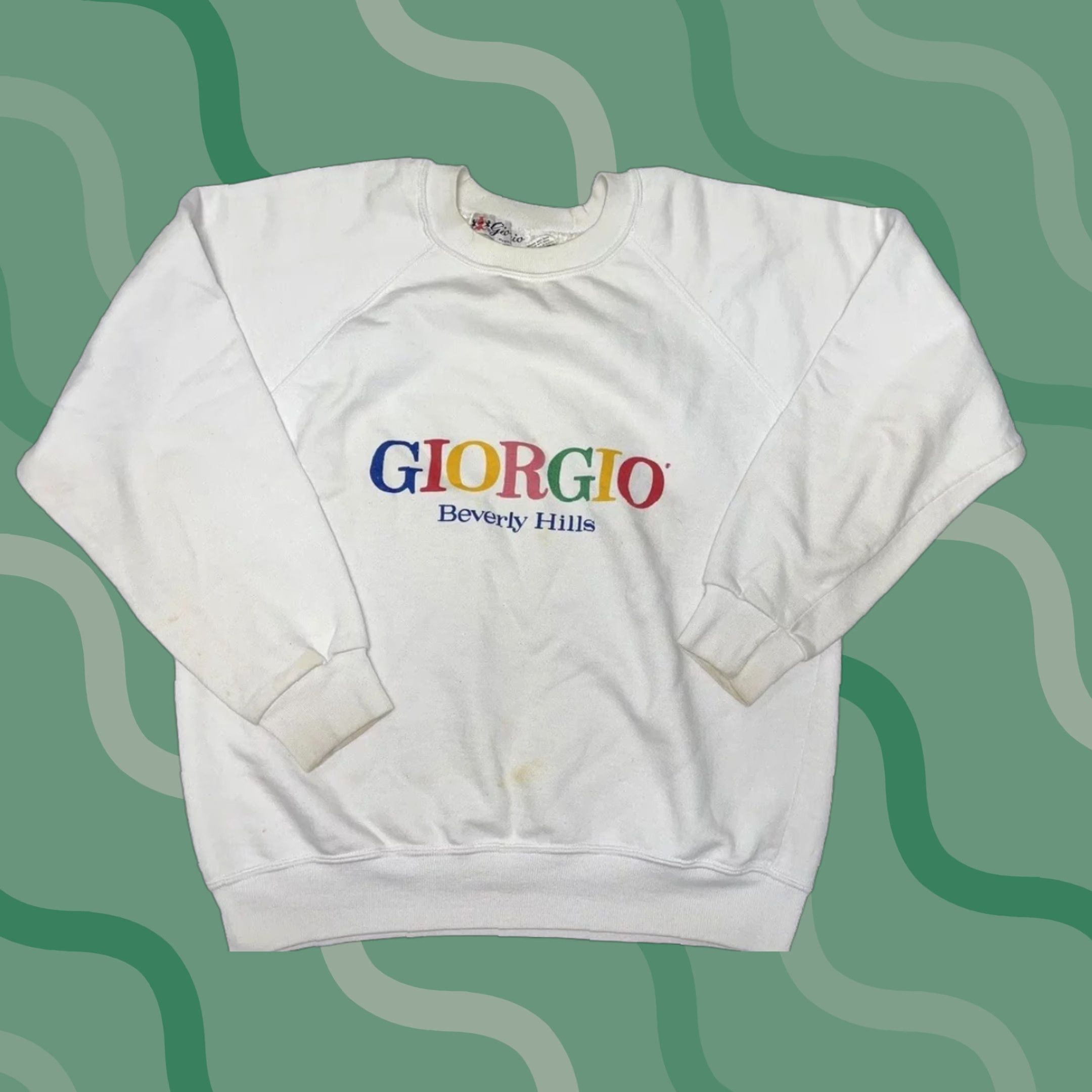 Vintage VINTAGE Giorgio Beverly Hills Raglan Crewneck Sweatshirt White 80s M Mens Size US M / EU 48-50 / 2 - 1 Thumbnail