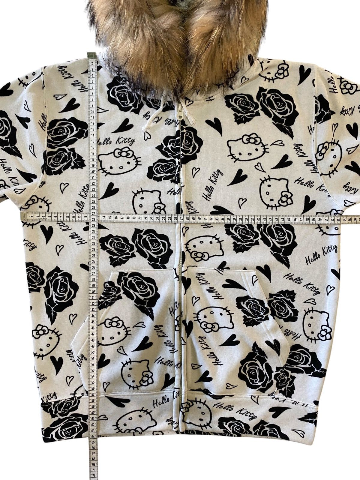 Japanese Brand Fur Hello Kitty Japan All Over Print Zip Hoodie Black White Size US M / EU 48-50 / 2 - 18 Thumbnail