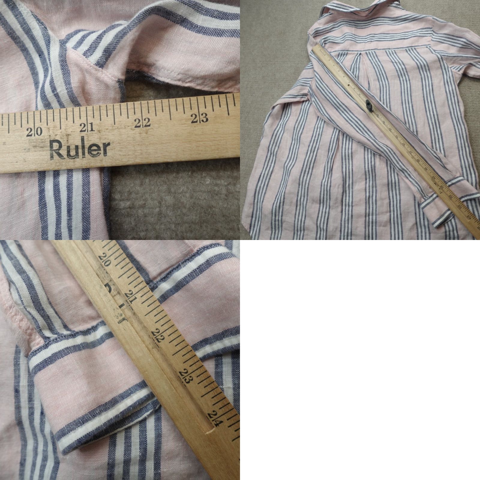 Pinko Grayson Shirt M Pink Striped Oversized 100% Linen Womens Button-Up Casual, 3, Collared, Long Sleeve, Regular, Basic, Fall Spring Summer, Vintage: No Size M / US 6-8 / IT 42-44 - 8 Thumbnail