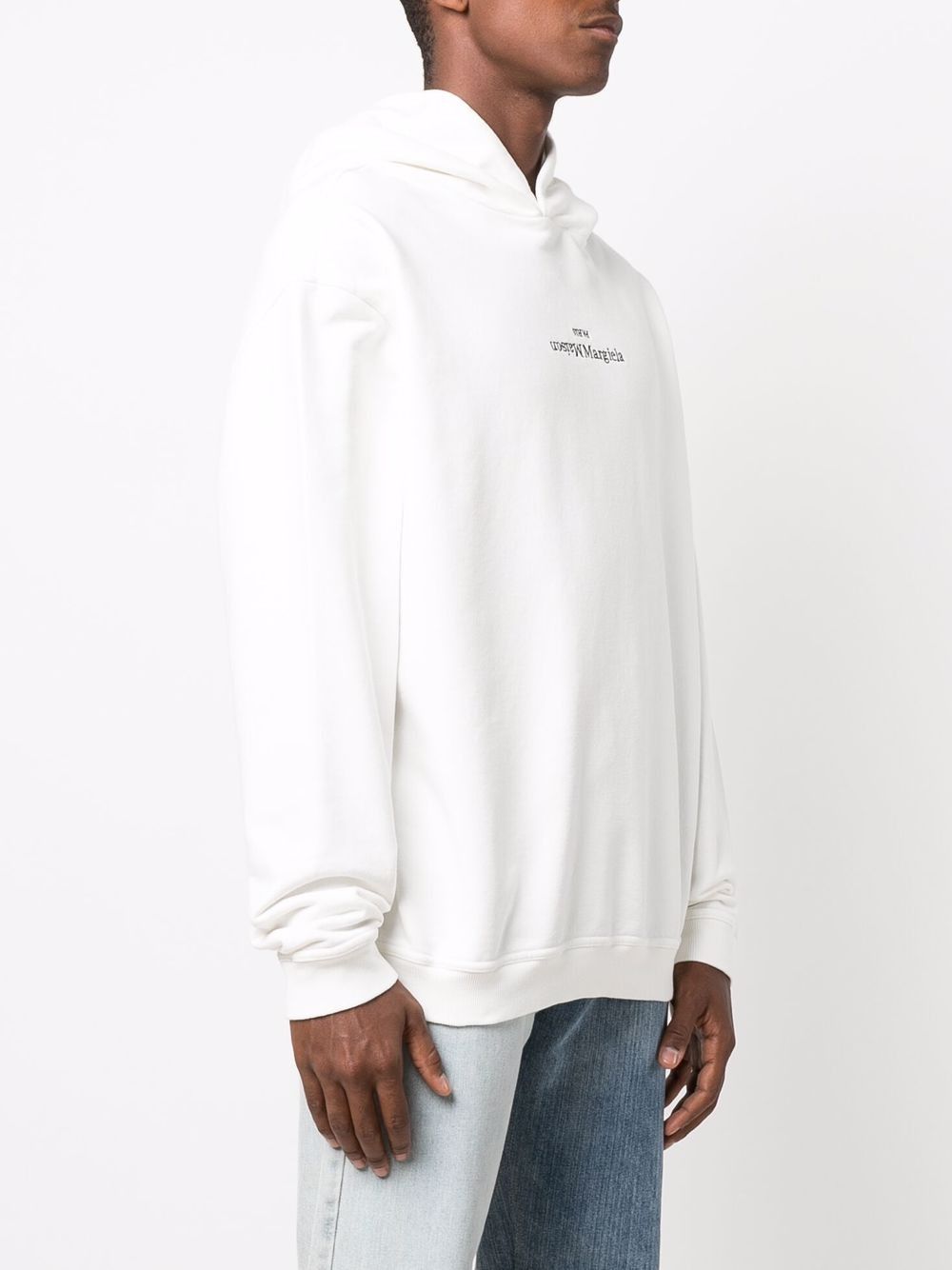 Maison Margiela o1s22i1n1024 Reversed Logo Hoodie White Size US M / EU 48-50 / 2 - 3 Thumbnail