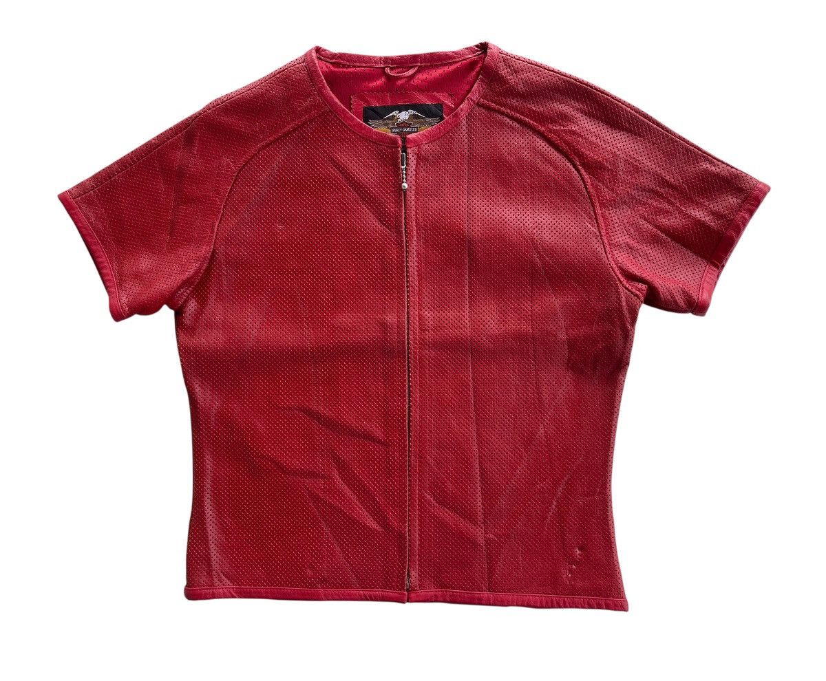 Harley Davidson Punched Leather Mesh Biker Racing Jacket Size L / US 10 / IT 46 - 2 Thumbnail