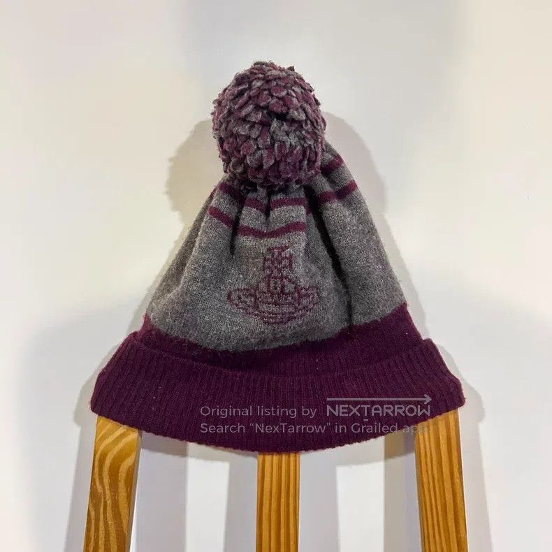Vivienne Westwood Vivienne Westwood Saturn knitted beanie, striped pom-pom s Size ONE SIZE - 3 Thumbnail
