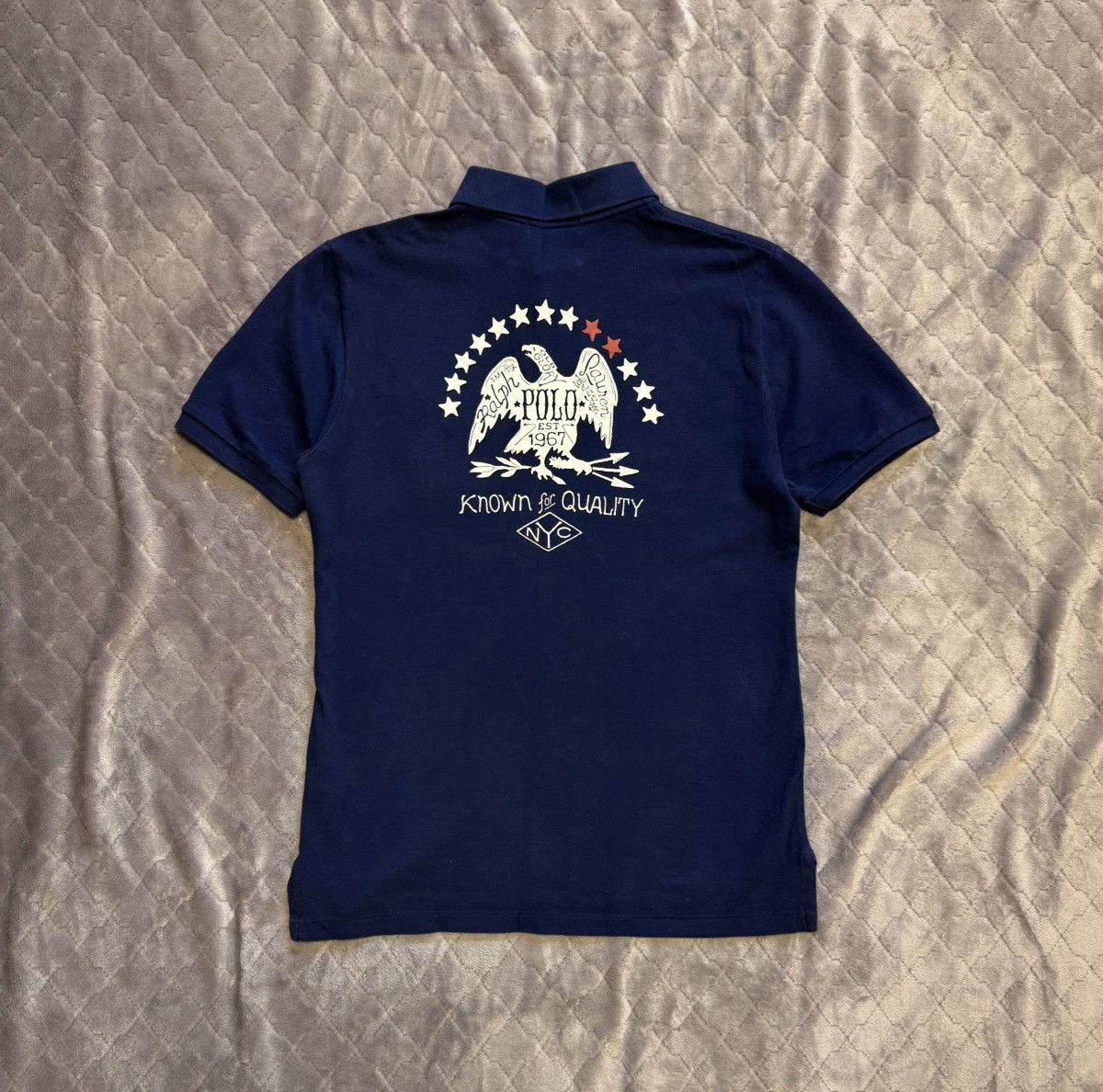 Polo Ralph Lauren × Vintage Vintage Polo Ralph Lauren Navy USA Flag Polo Shirt Size US L / EU 52-54 / 3 - 2 Thumbnail