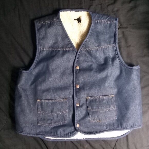 Sears Vintage Sears Roebucks Sherpa Fleece Lined Denim Vest Size US XL / EU 56 / 4 - 2 Thumbnail