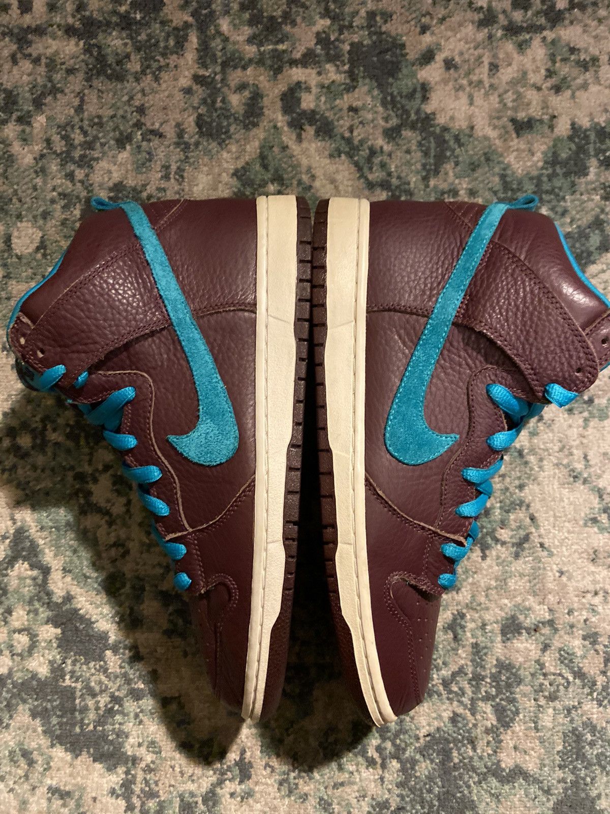 image of Nike Dunk High Premium Sb Deep Burgundy Aquamarine Teal Shoes in Burgandy, Men's (Size 10)
