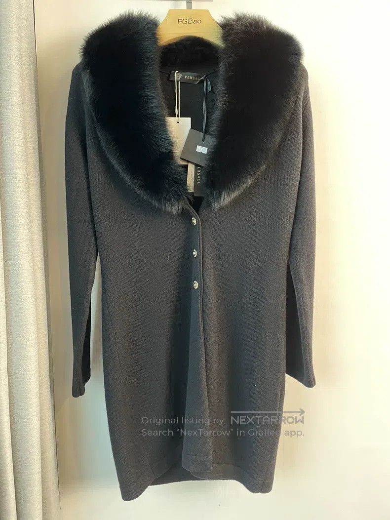 Versace Versace Black fox fur knitted coat Size S / US 4 / IT 40 - 1 Thumbnail