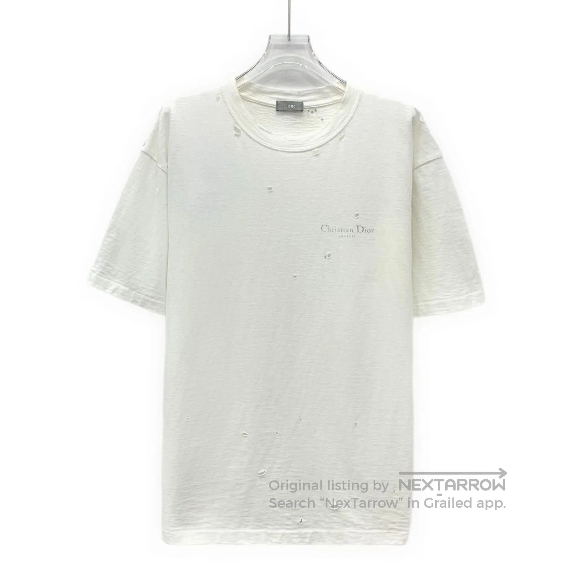 Dior Dior White Hole Design Cotton Round Neck Short Sleeve T-Sh Size US M / EU 48-50 / 2 - 1 Thumbnail