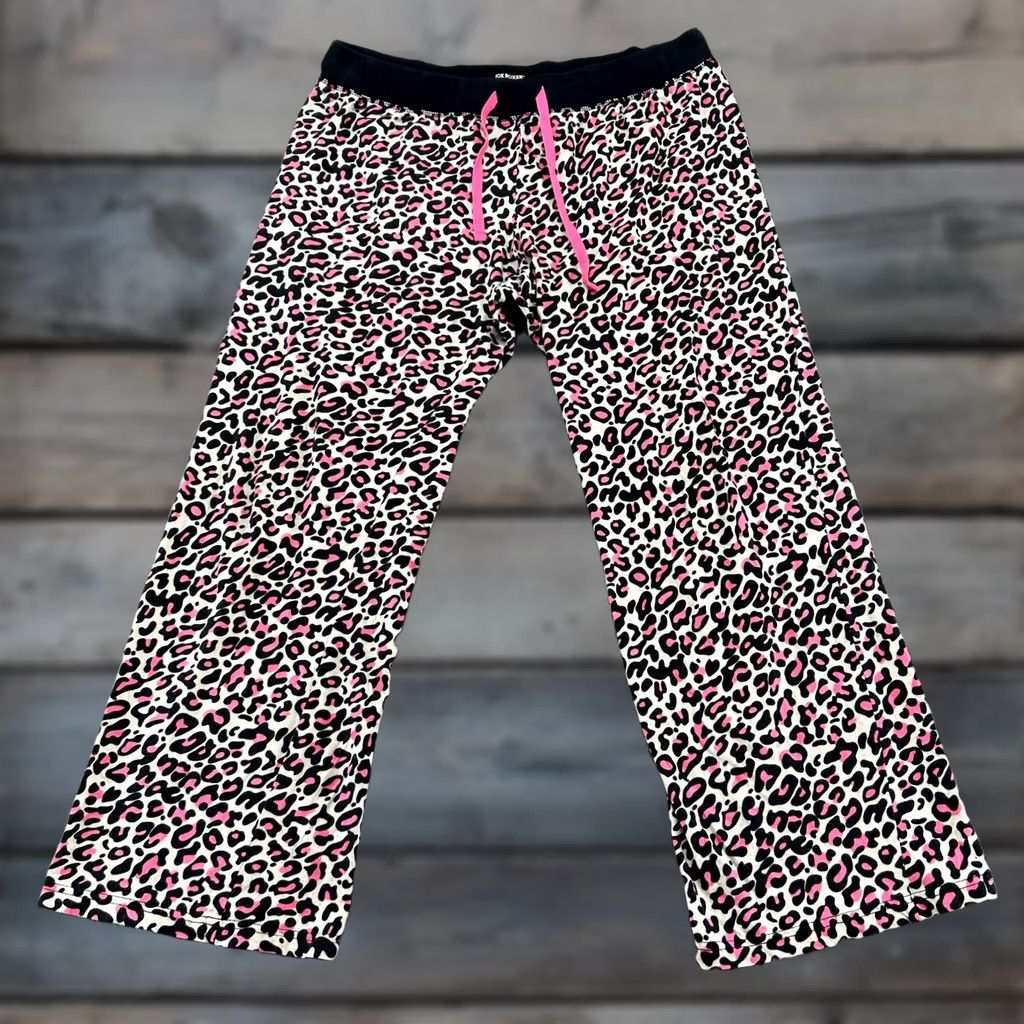 Joe Boxer VINTAGE Joe Boxer Sweatpants Women XL Pink Cream Leopard Animal Print Baggy 90s Cowboys Southwestern USA Stretch Pockets Size 24" / US 00 / IT 34 - 1 Thumbnail