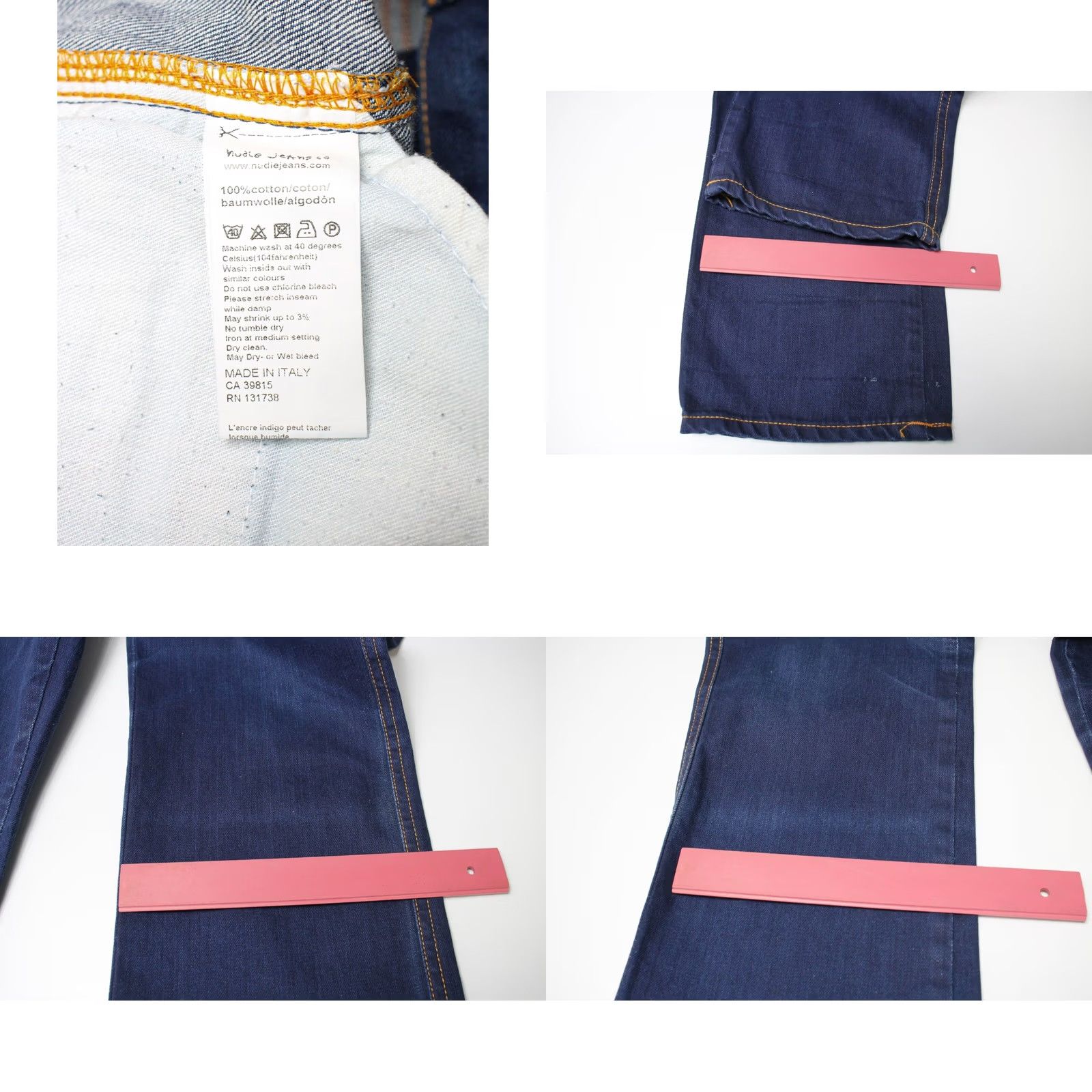 Vintage NUDIE Slim Jim Dry 46 Dips Jeans Men's W30/L34 Blue Denim Zip Fly Pocket Adjustable Slim style Regular Mens Size US 30 / EU 46 - 8 Thumbnail