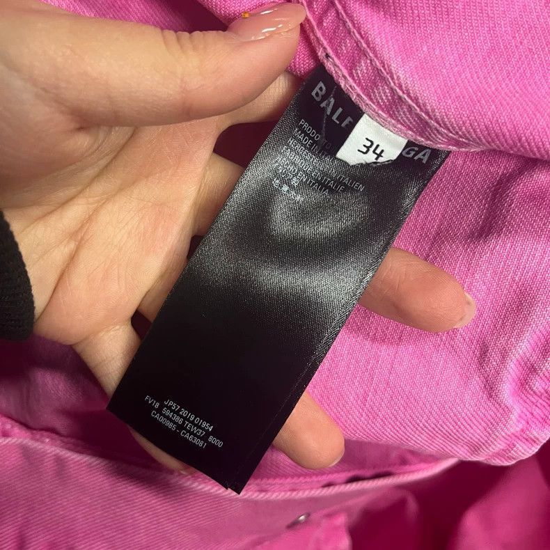 Balenciaga Pink Denim Jacket with Logo Print-2506 Size US M / EU 48-50 / 2 - 6 Thumbnail