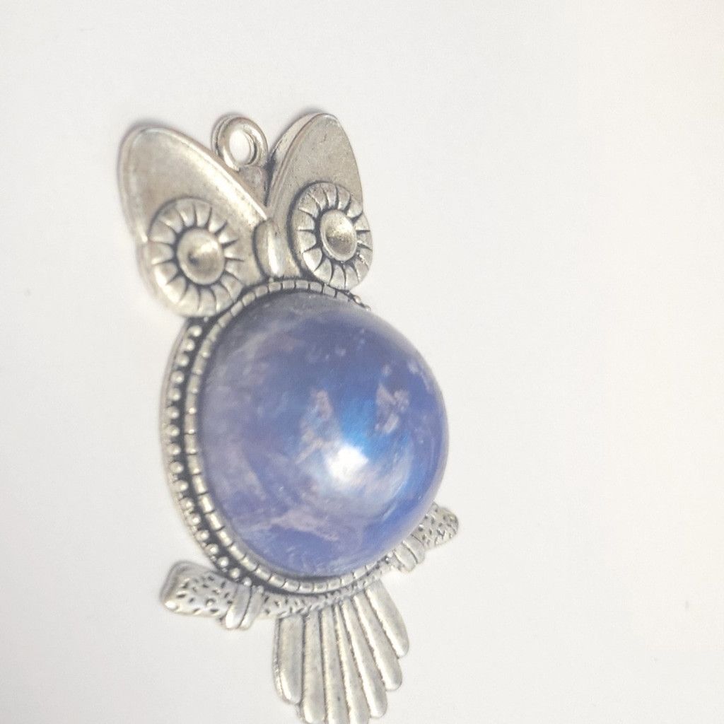 Handmade Blue & purple swirl resin owl pendant Size ONE SIZE - 2 Thumbnail