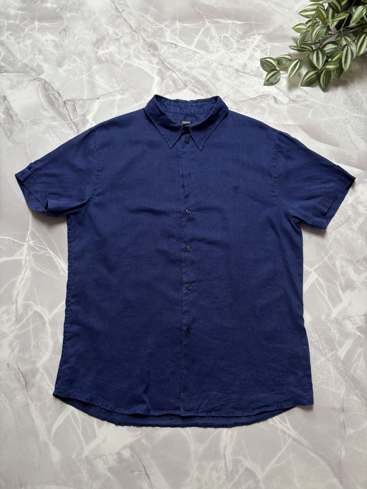 Versace × Versace Jeans Couture Versace Jeans Couture Linen Short Sleeve Shirt Blue Mens XXL Size US XXL / EU 58 / 5 - 1 Thumbnail