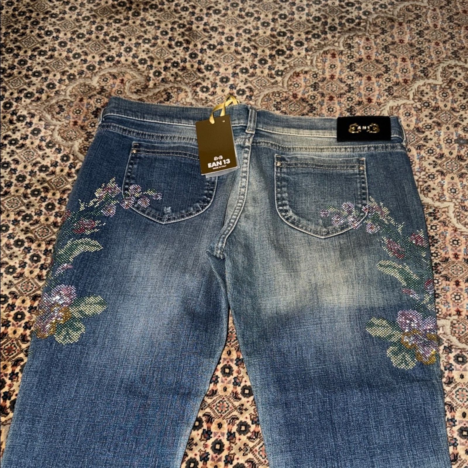 & Other Stories Ean 13 Embroidered Floral Blue Jeans Women's 46 IT Size 32" / US 10 / IT 46 - 7 Thumbnail