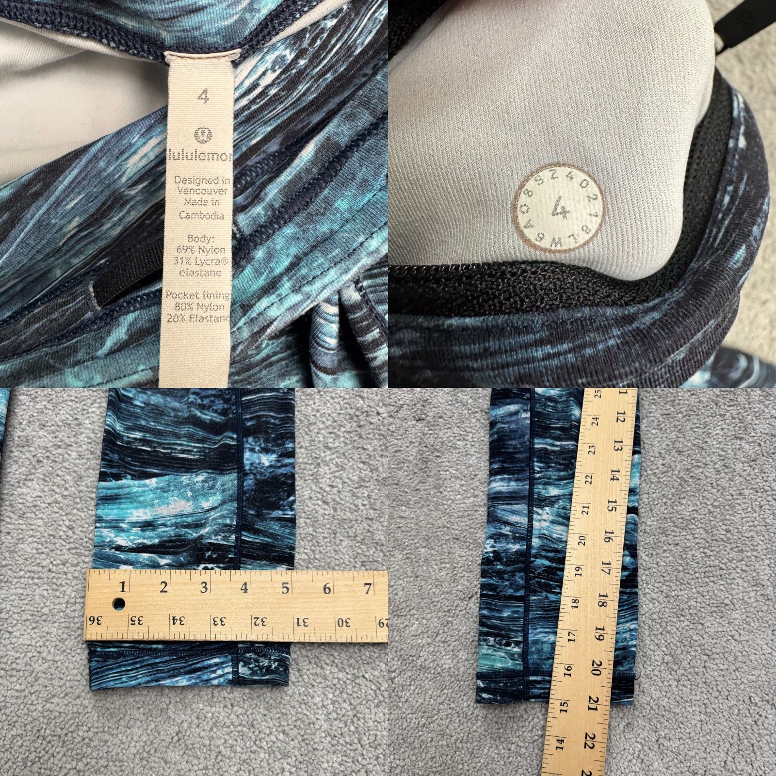 Lululemon Lululemon Speed Up Tidal Multi Blue Wave Crop Leggings Womens 4 Active Run Yoga Size 27" / US 4 / IT 40 - 8 Thumbnail
