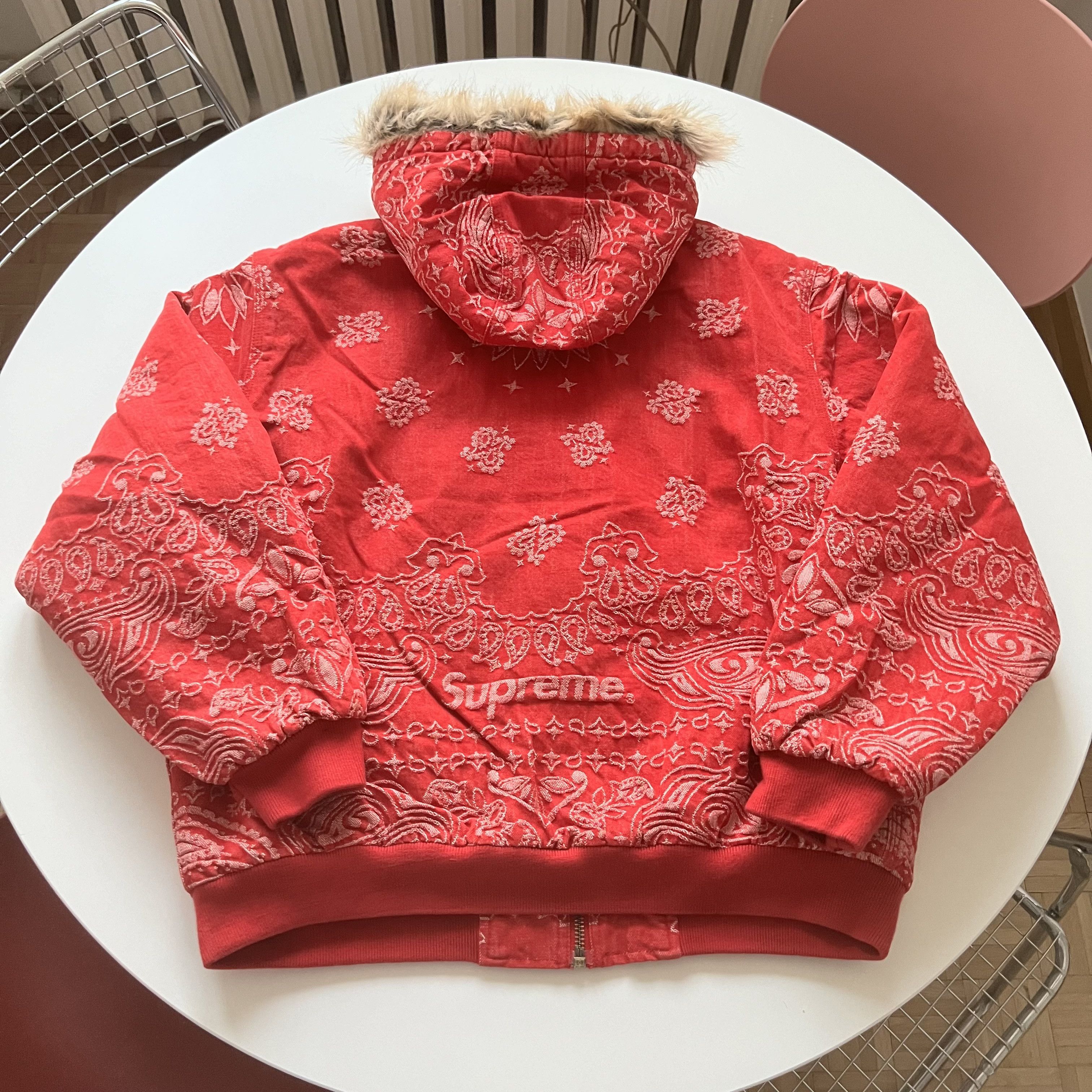 Supreme Supreme Bandana Jacquard Denim Hooded Work Jacket Red L Size US L / EU 52-54 / 3 - 2 Thumbnail