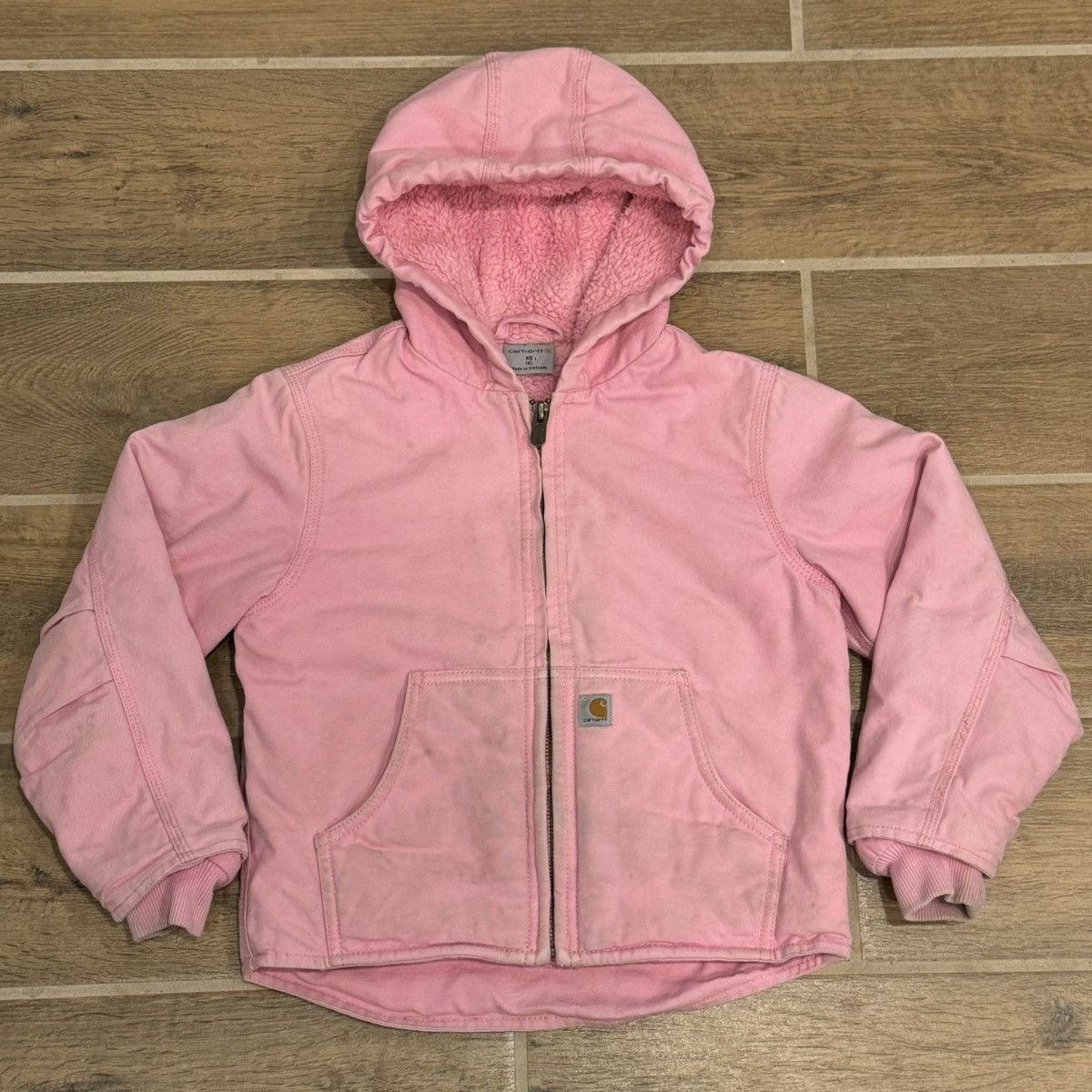 Carhartt × Carhartt Wip × Vintage Pink Carhartt Canvas Sherpa Lined Coat Jacket Youth XS (6) Size XXS / US 00 / IT 34 - 1 Thumbnail