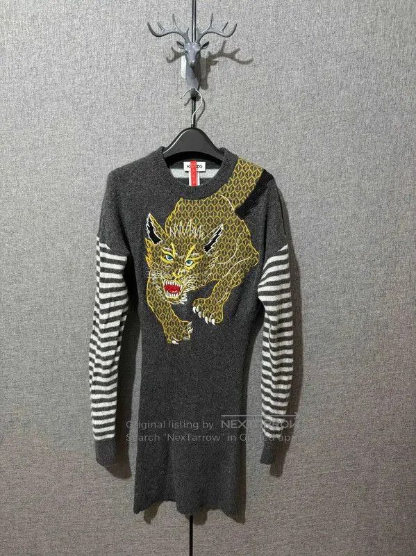 Kenzo Kenzo Gray Wool Embroidered Dress . Size S / US 4 / IT 40 - 1 Thumbnail