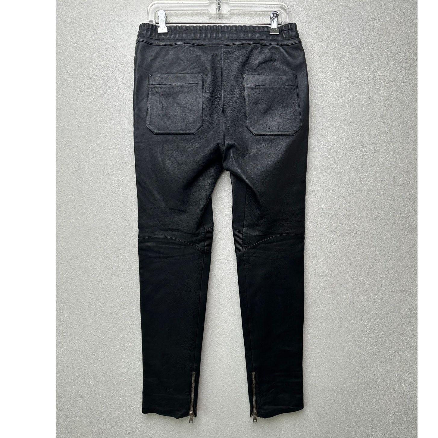 Balmain Balmain Lambskin Moto Pants Black Men’s US L Drawstring Size US 31 - 4 Thumbnail
