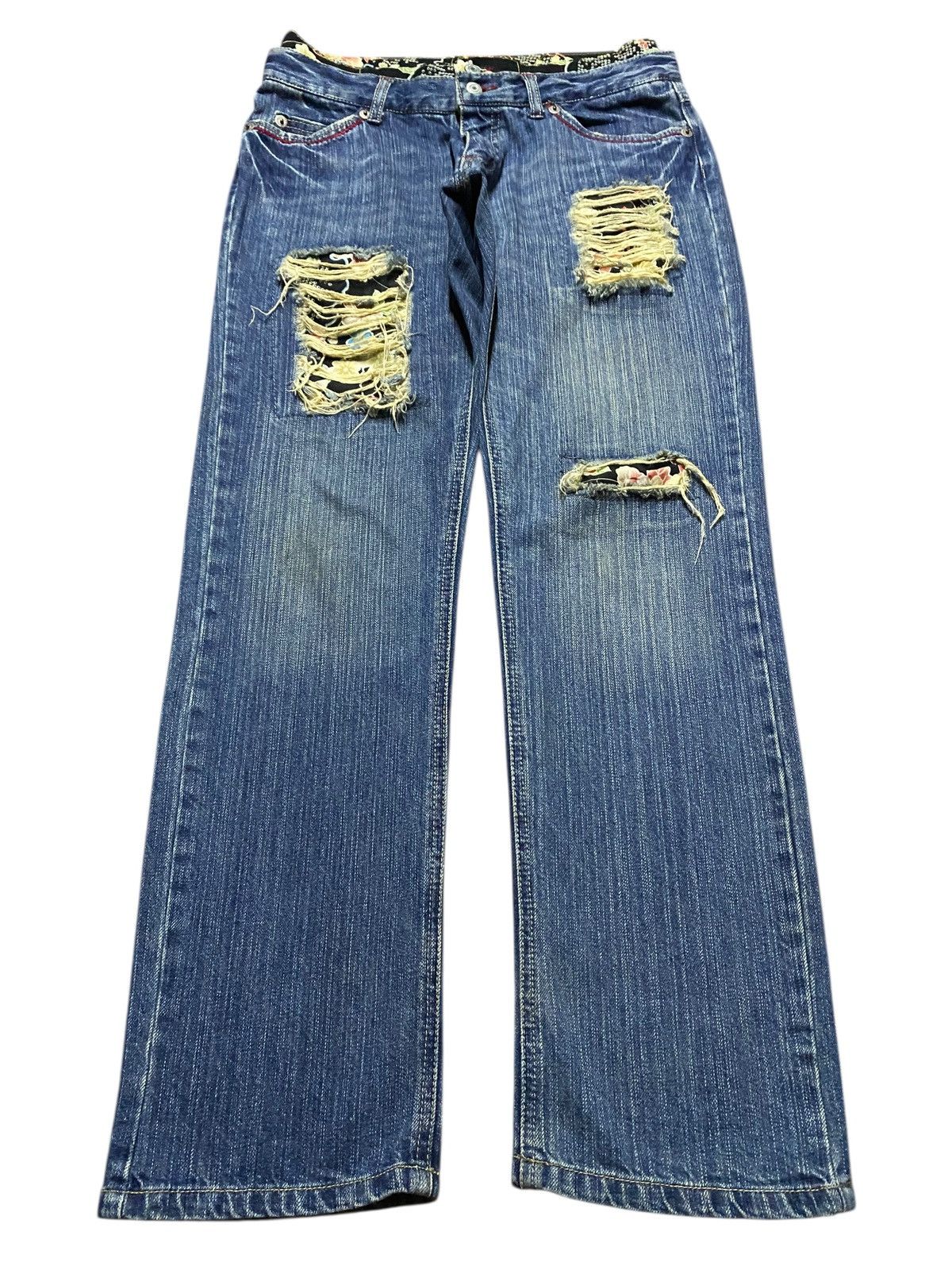 Japanese Brand Double Waist Distressed Jeans