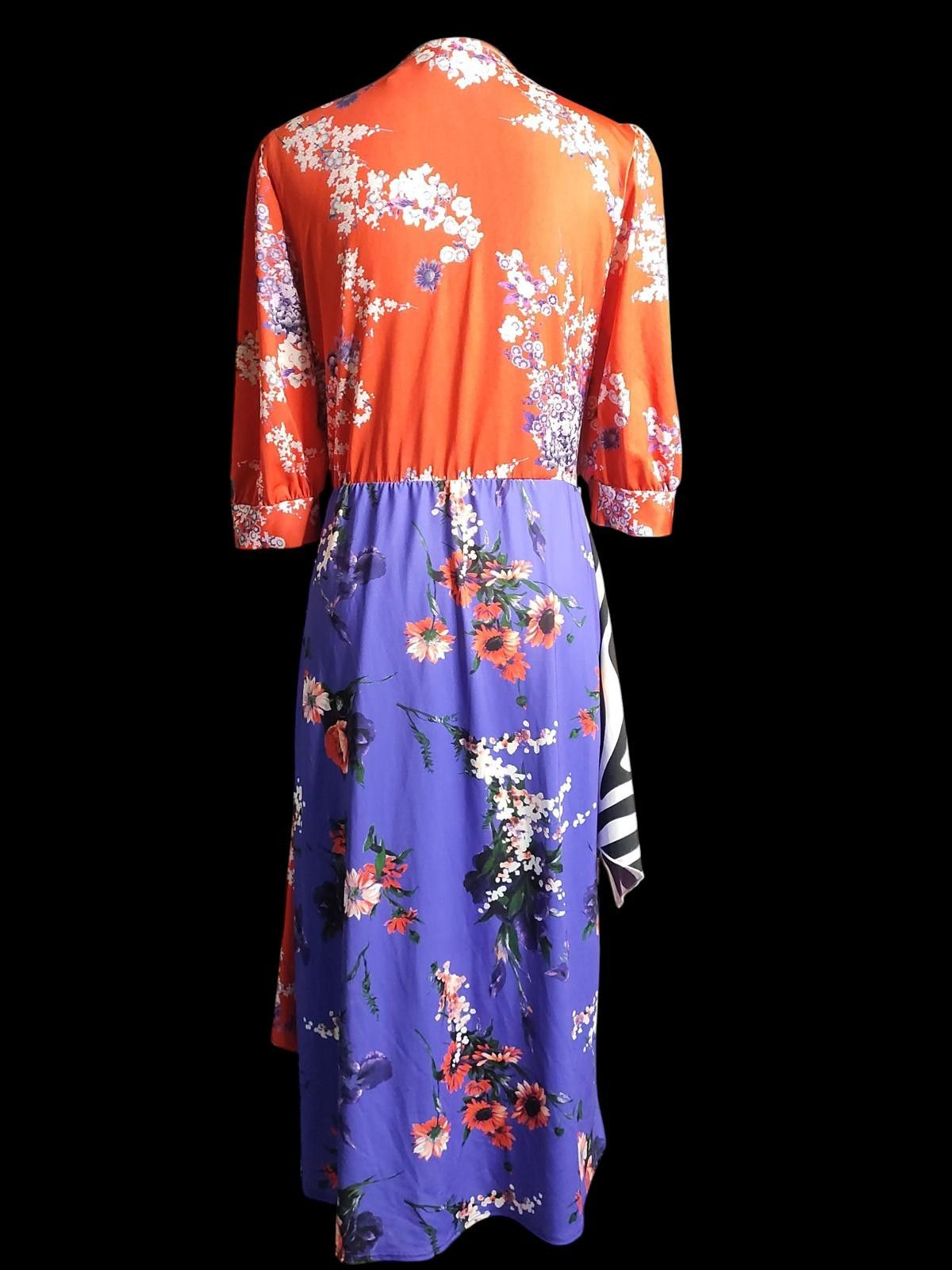 Asos ASOS Women's Colorblock Floral Wrap Midi Dress w/Zebra Print Size M / US 6-8 / IT 42-44 - 6 Thumbnail