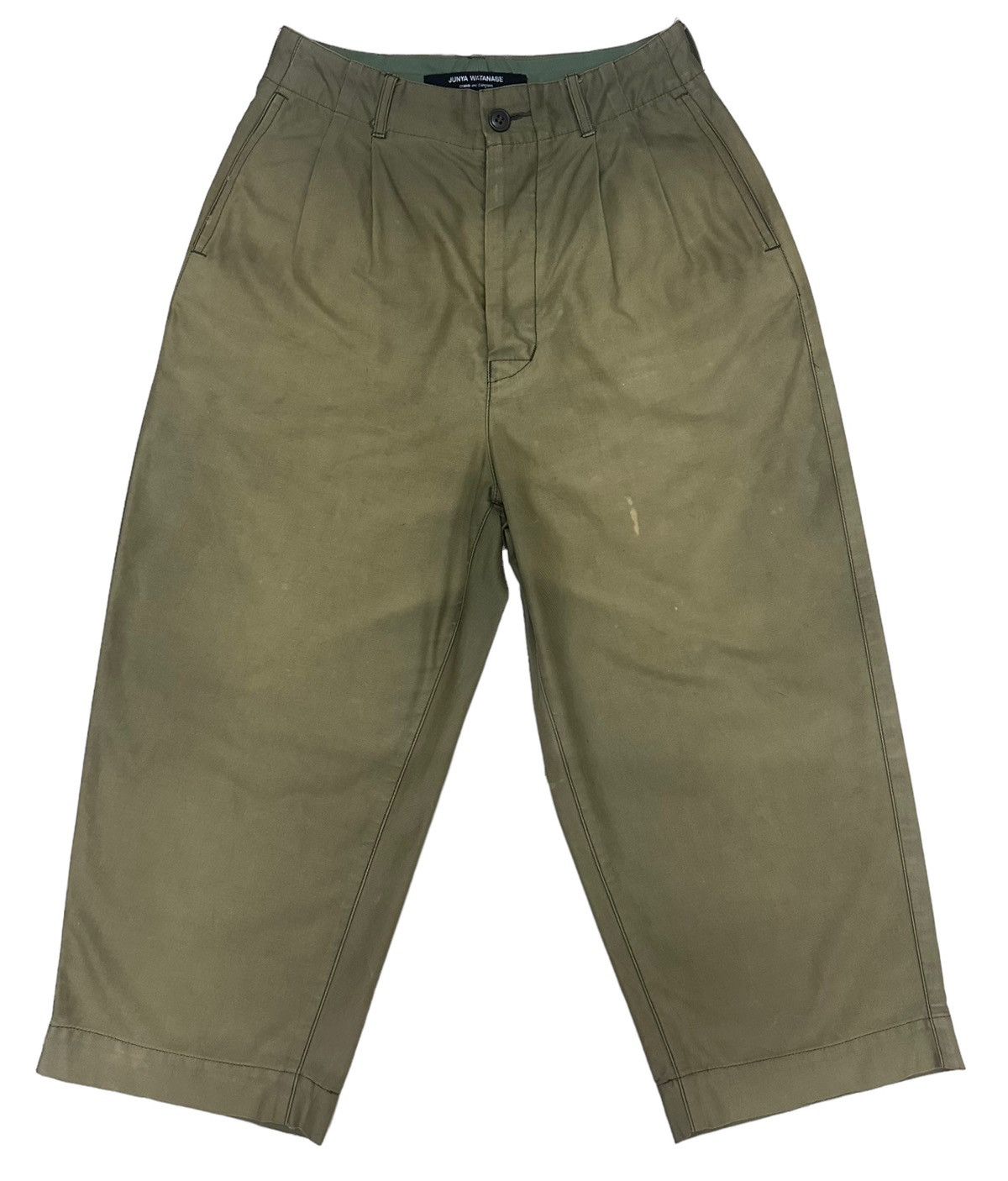image of Comme Des Garcons x Junya Watanabe Baggy Wide Legs Distressed Pants in Green, Men's (Size 28)