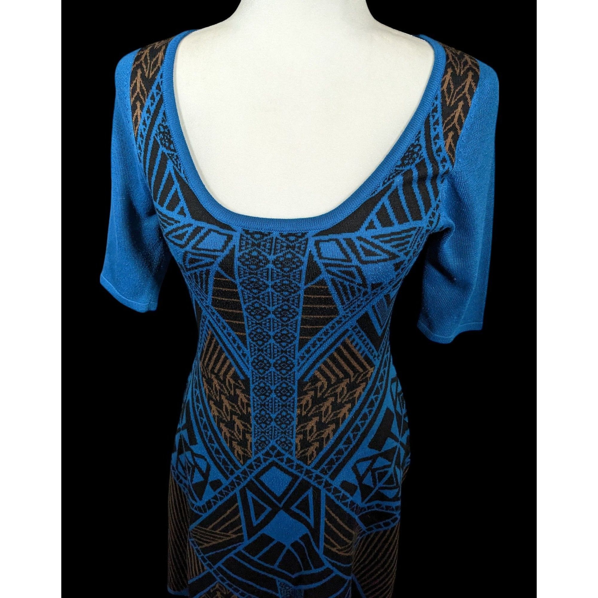 Other Flying Tomato Blue And Black Geometric Midi Dress Size Mediu Size M / US 6-8 / IT 42-44 - 4 Thumbnail