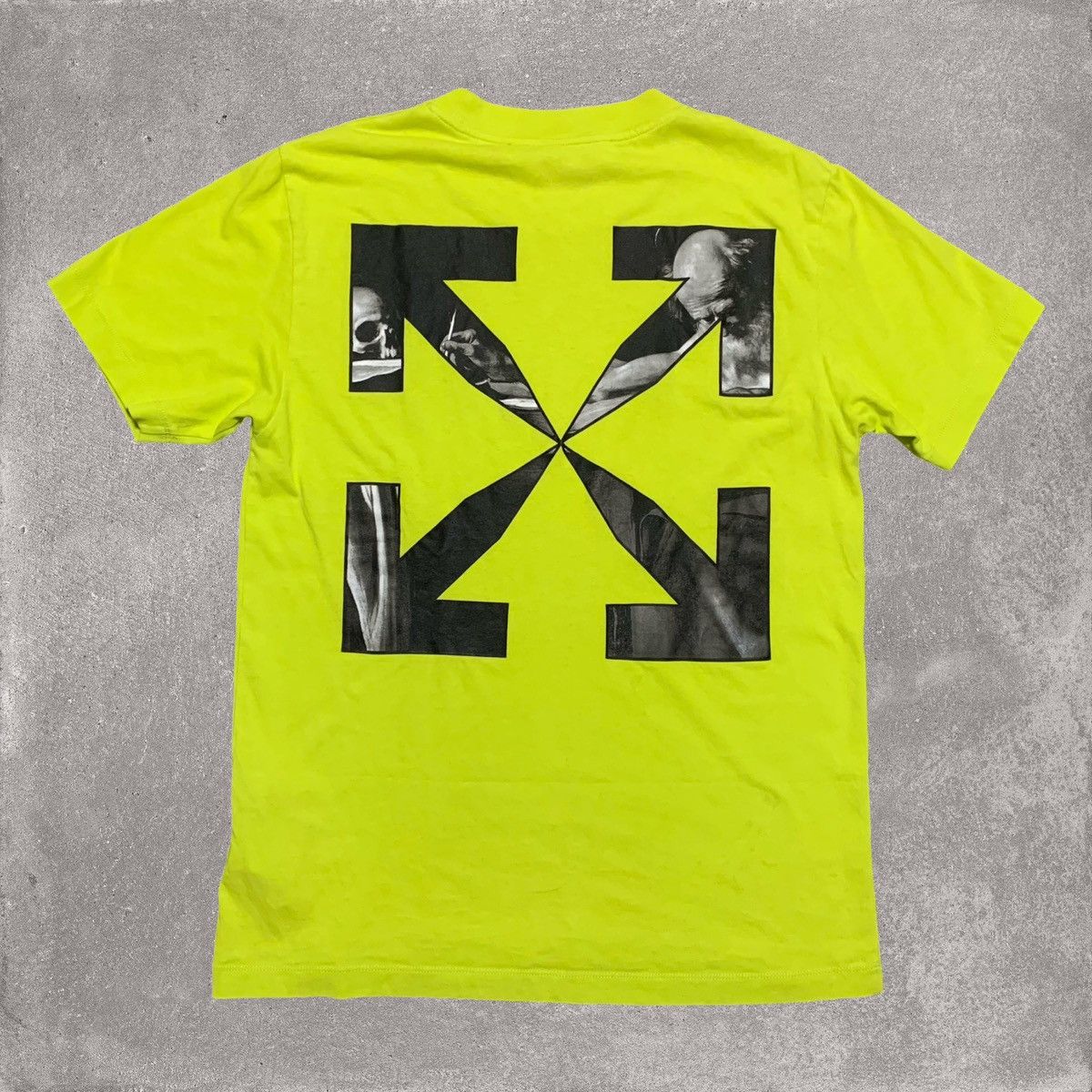 Off White Small Caravaggio Arrows Lime Yellow Tee Virgil Short  
