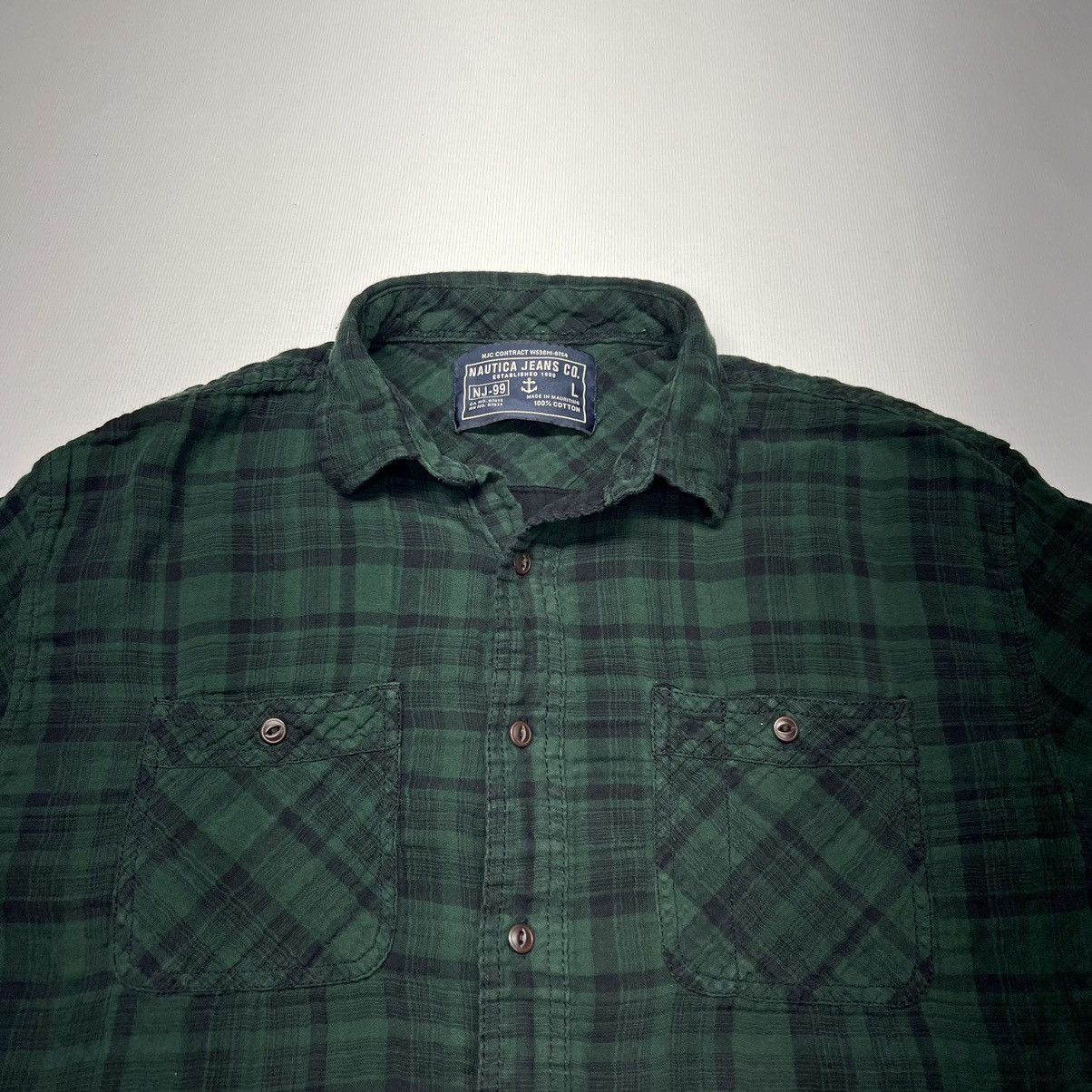 Nautica Nautica Jeans Co Flannel Shirt Green Button Plaid Pockets Size US L / EU 52-54 / 3 - 4 Thumbnail