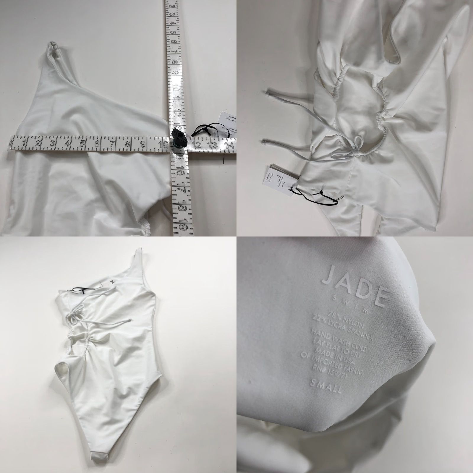 Vintage Jade Swim One Piece Women's Swimsuit White Size S Regular Nylon Spandex Solid 2623 HRJ Size ONE SIZE - 8 Thumbnail