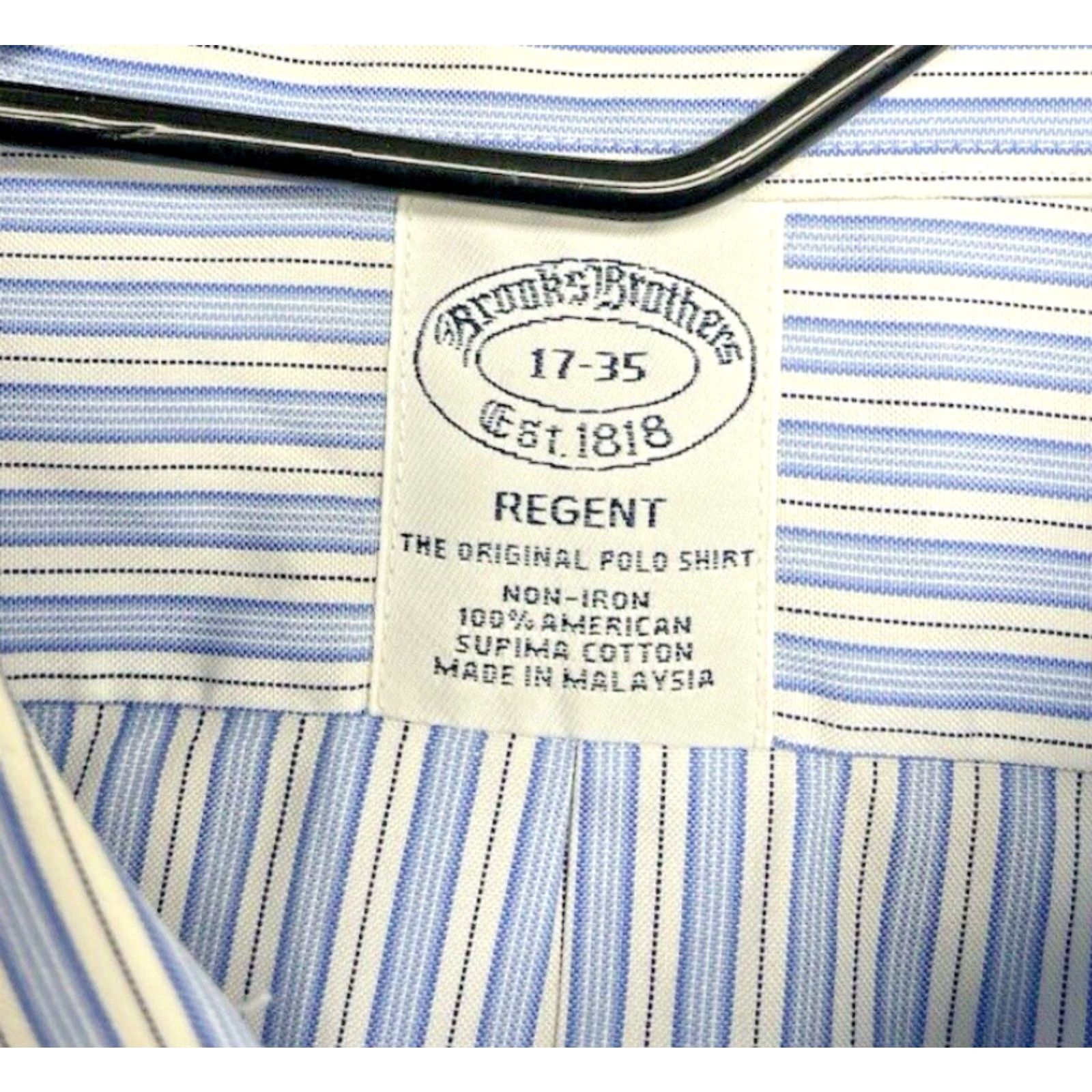 Brooks Brothers Brooks Brothers Dress Shirt Mens XL 17 35 Blue Plaid Long Sleeve Button-Up Classic Size 46R - 3 Thumbnail