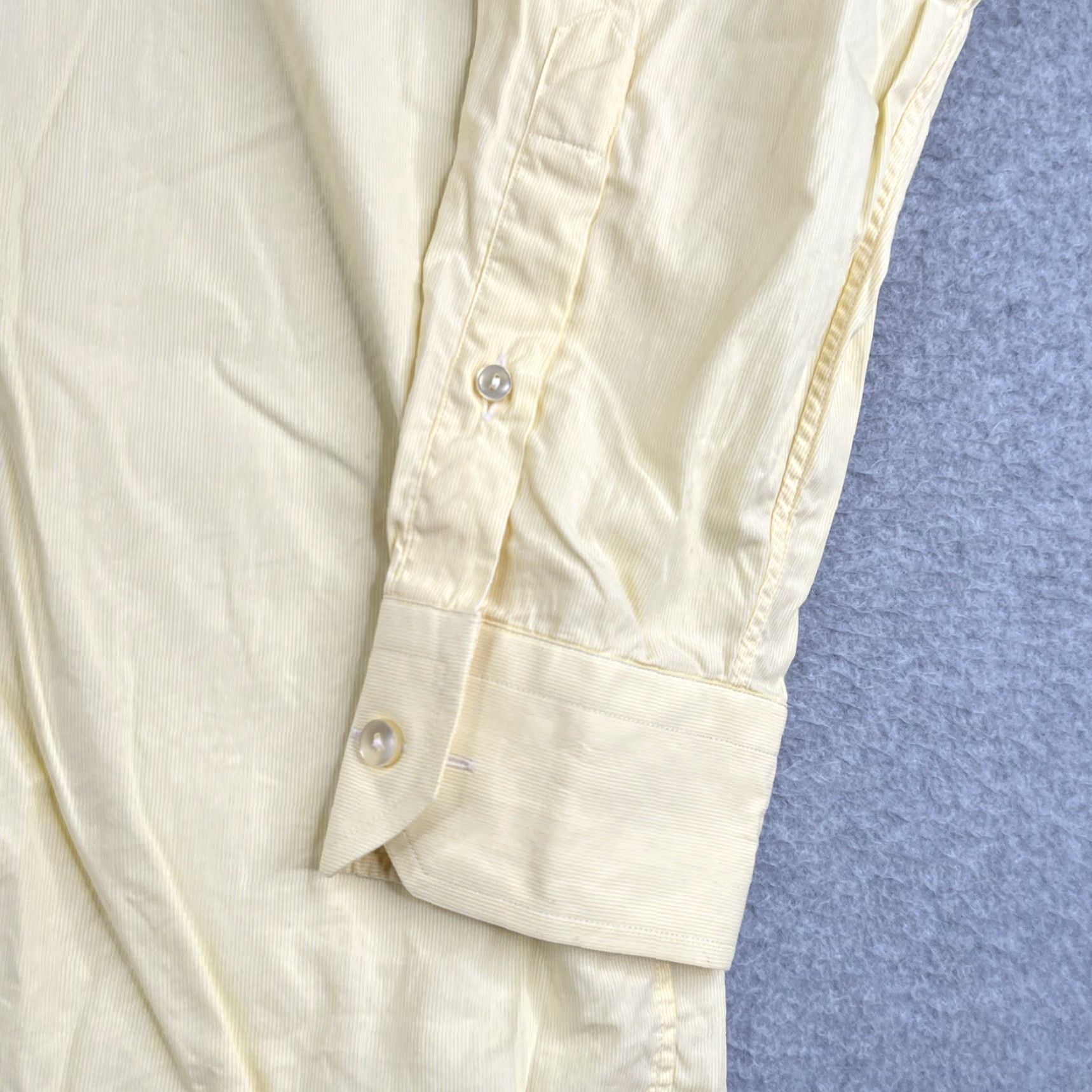 Eton Eton Ganghester Shirt 42 Mens Yellow Striped Button-Up Long Sleeve Cotton Woven Classic Casual Size US XL / EU 56 / 4 - 2 Thumbnail